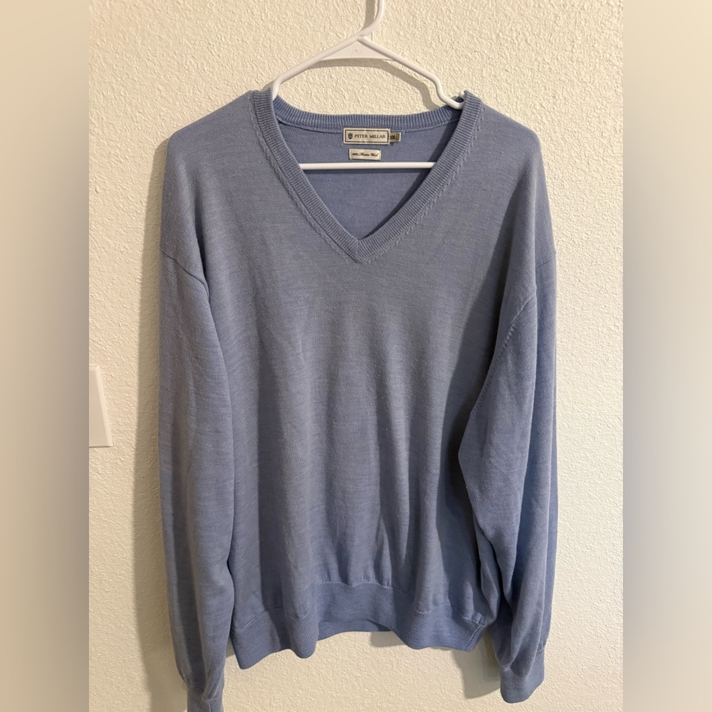 Peter Millar Men's Sky Blue V-Neck Sweater